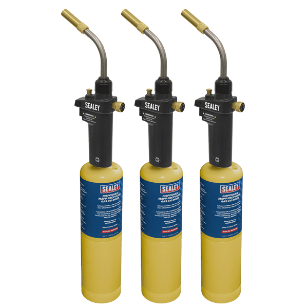 Brazing & Soldering MAPP Gas Torch & MAPP Cylinder - Pack of 3