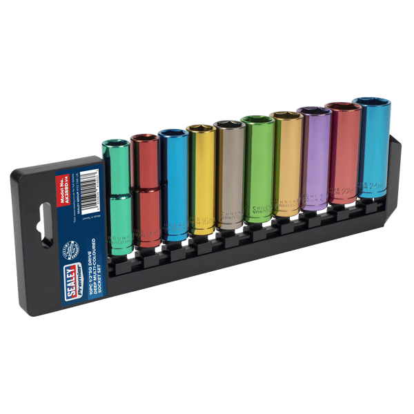 Deep Multi-Coloured Socket Set 1/2"Sq Drive 10pc
