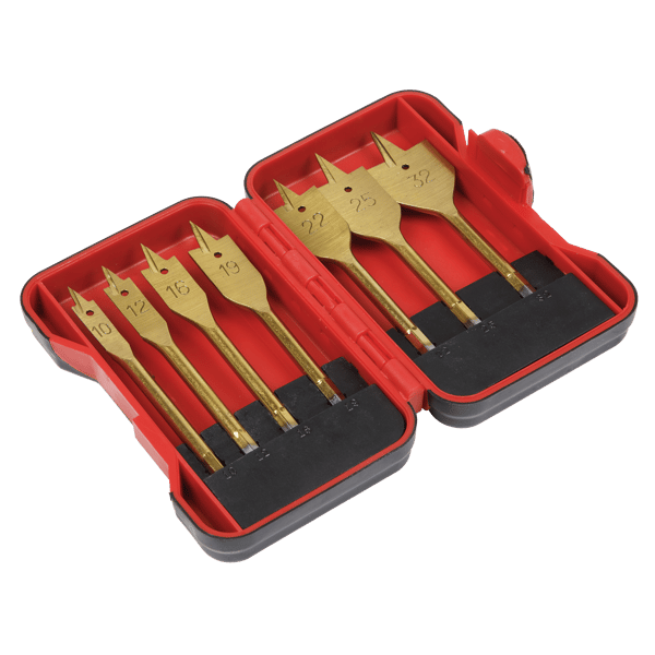 Titanium Coated Flat Wood Drill Bit Set 7pc