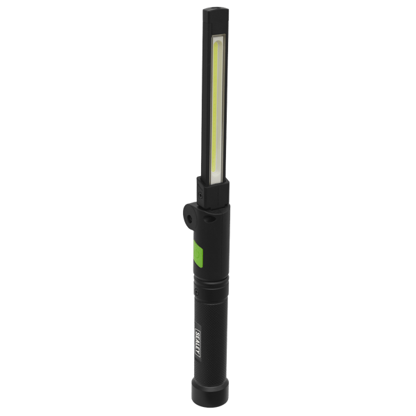 Rechargeable Aluminium Folding Pocket Light 2 COB & 1 SMD LED