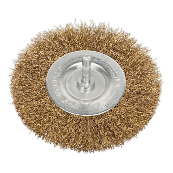 100mm Crimped Flat Wire Brush with 6mm Shaft