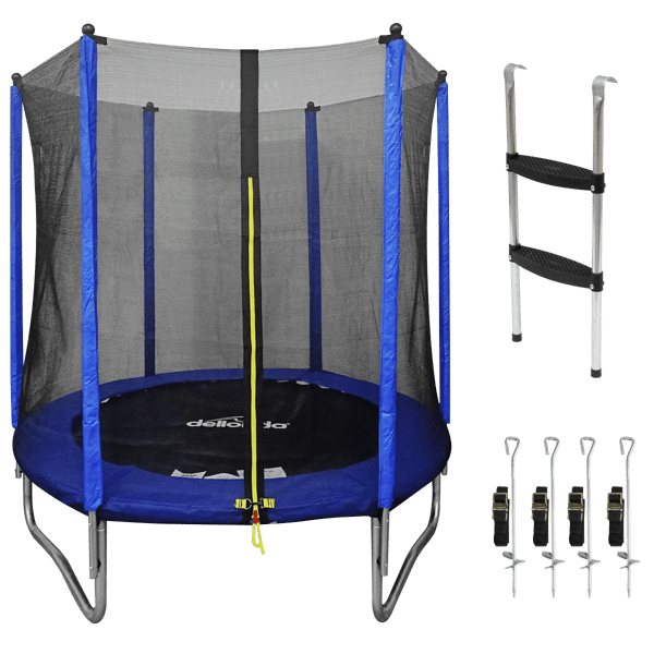 Heavy-Duty Outdoor Trampoline with Safety Enclosure Net, Anchors & Ladder 6ft
