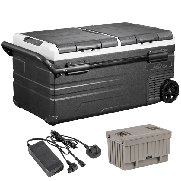 Portable Fridge Freezer/Cool Box 95L with 11.1V Portable Battery & AC/DC 230V Adaptor