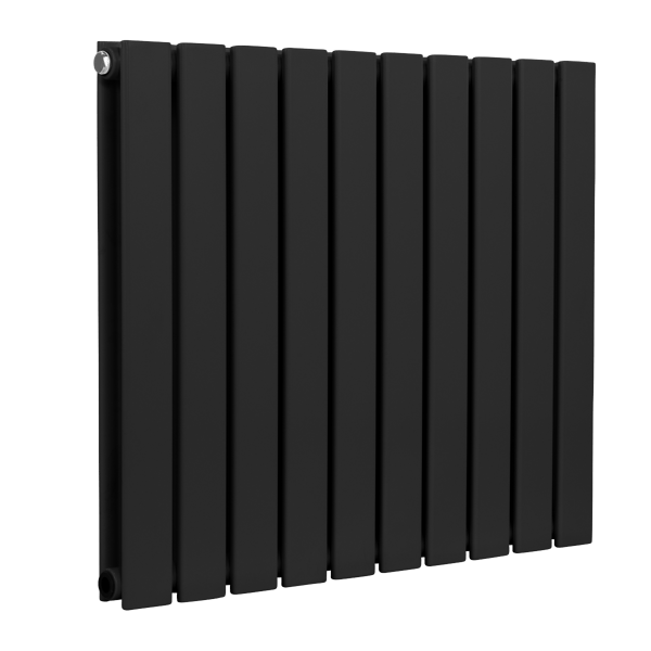 Baridi Horizontal Radiator Contemporary Double Flat Panel Design 600 x 700mm – Black