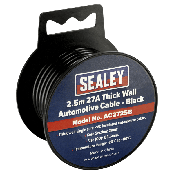 27A Thick Wall Automotive Cable 2.5m - Black