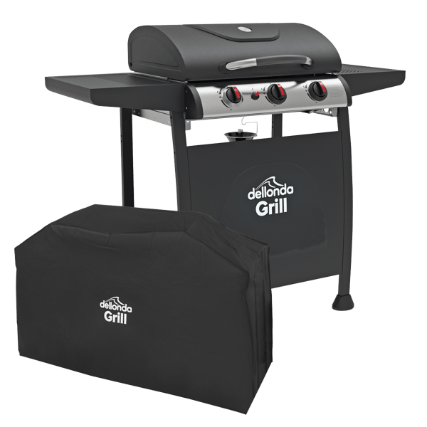 3 Burner Gas BBQ Grill with Piezo Ignition, Thermometer & Cover