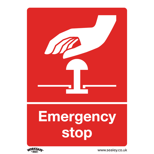 Emergency Stop Safety Sign - Rigid Plastic