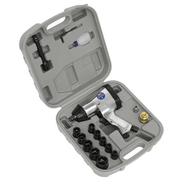 Air Impact Wrench Kit with Sockets 1/2"Sq Drive