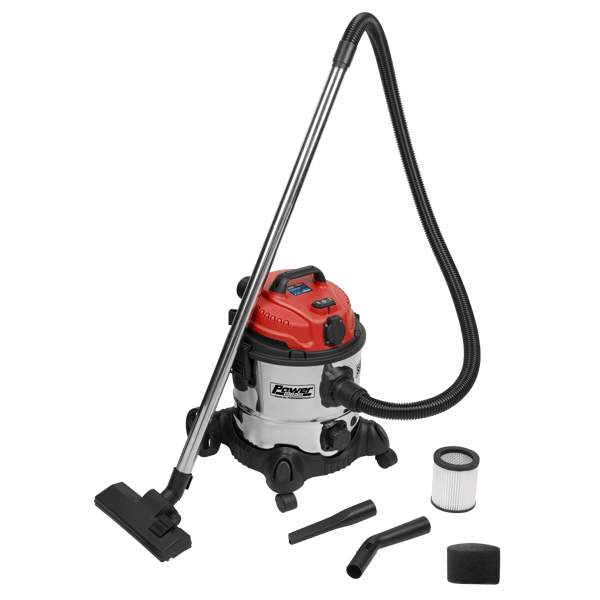 20L Industrial Vacuum Cleaner Wet & Dry with Stainless Drum & Auto Start 1400W/230V