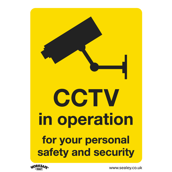 CCTV Safety Sign, Self-Adhesive Vinyl - Pack of 10