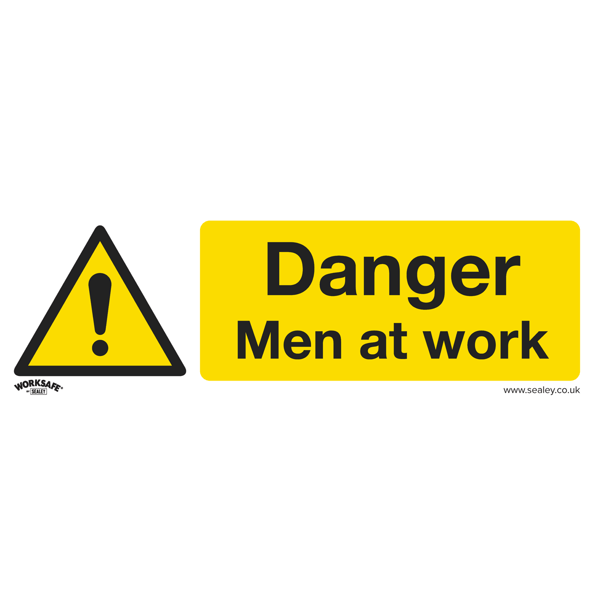 Danger Men At Work Safety Sign - Self-Adhesive Vinyl