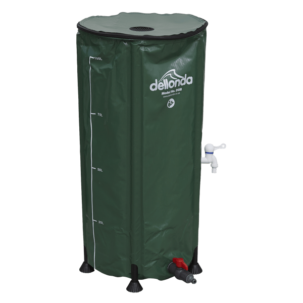 Collapsible PVC Garden Water Butt with Zipped Lid & Drain Tap 100L