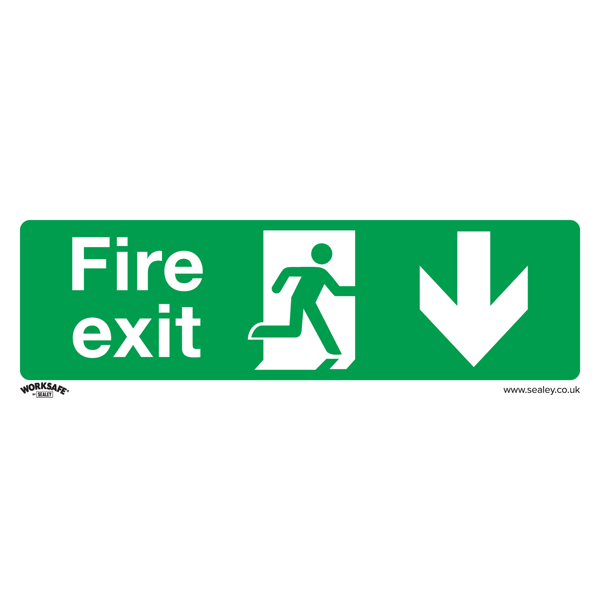 Fire Exit (Down) Safety Sign - Rigid Plastic
