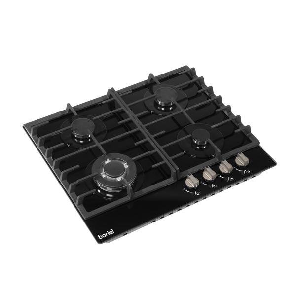 Gas Hob with 4 Cooking Zones 60cm - Black