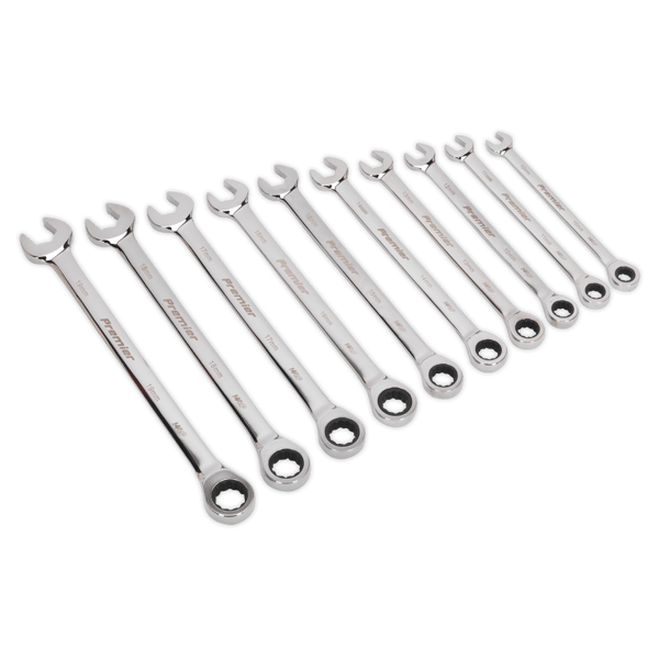 Extra-Long Combination Ratchet Spanner Set 10pc