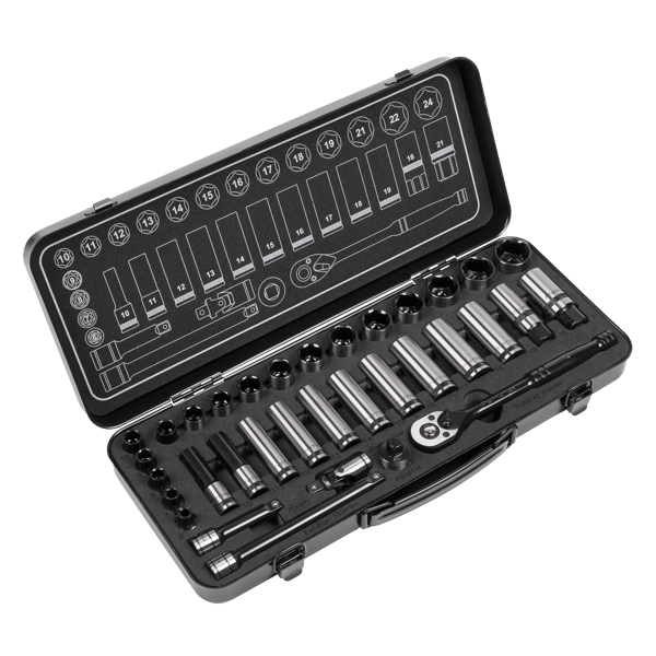 Socket Set 3/8"Sq Drive 34pc