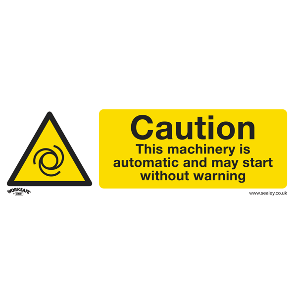 Caution Automatic Machinery Safety Sign - Rigid Plastic