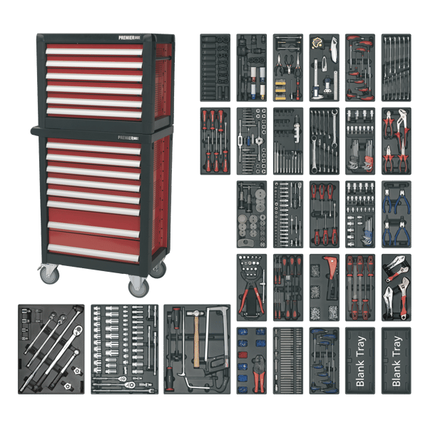 Topchest & Rollcab Combination 14 Drawer with 1233pc Tool Kit