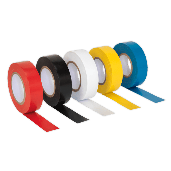 PVC Insulating Tape 19mm x 20m, Mixed Colours - Pack of 10
