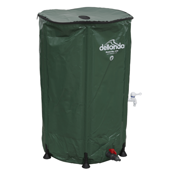 Collapsible PVC Garden Water Butt with Zipped Lid & Drain Tap 250L