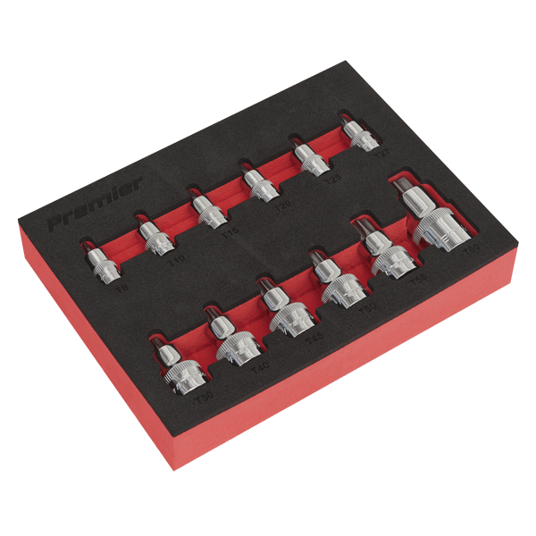 Stubby TRX-Star* Socket Bit Set 1/4", 3/8" & 1/2"Sq Drive 12pc