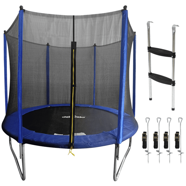 Heavy-Duty Outdoor Trampoline with Safety Enclosure Net, Anchors & Ladder 8ft