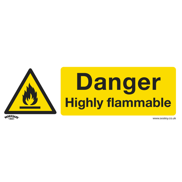 Danger Highly Flammable Safety Sign - Self-Adhesive Vinyl