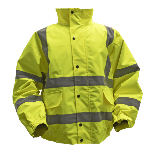 Hi-Vis Yellow Jacket with Quilted Lining, Elasticated Waist & Cuffs - Large