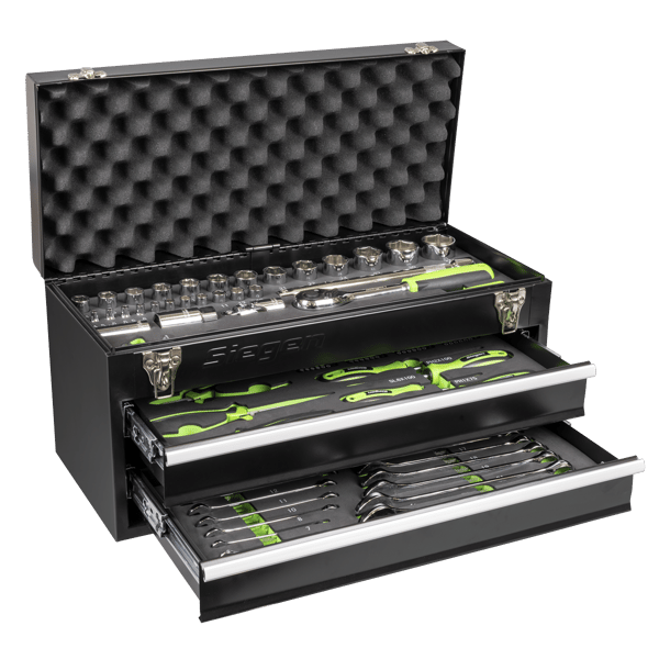 Siegen Portable Tool Chest 2 Drawer with Tool Kit 90pc