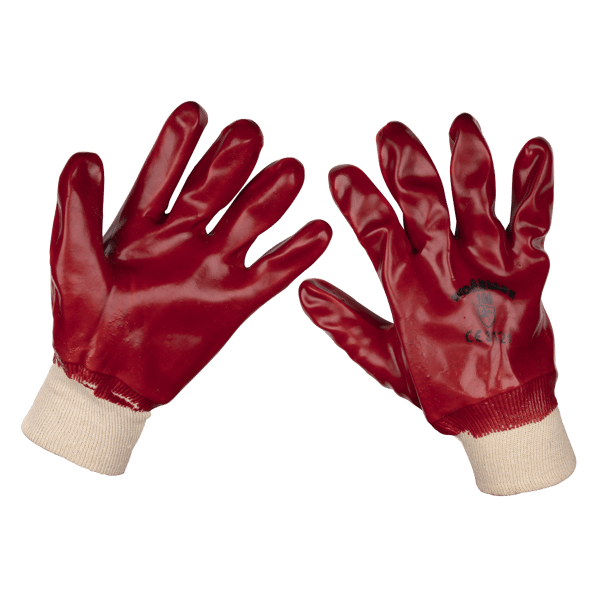 PVC Knit Wrist Gloves, Large - Pair