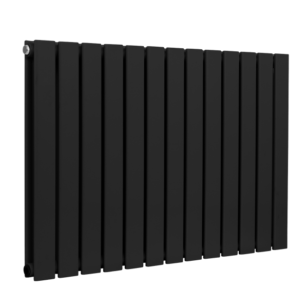 Baridi Horizontal Radiator Contemporary Double Flat Panel Design 600 x 910mm – Black