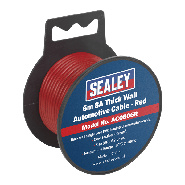 8A Thick Wall Automotive Cable 6m - Red