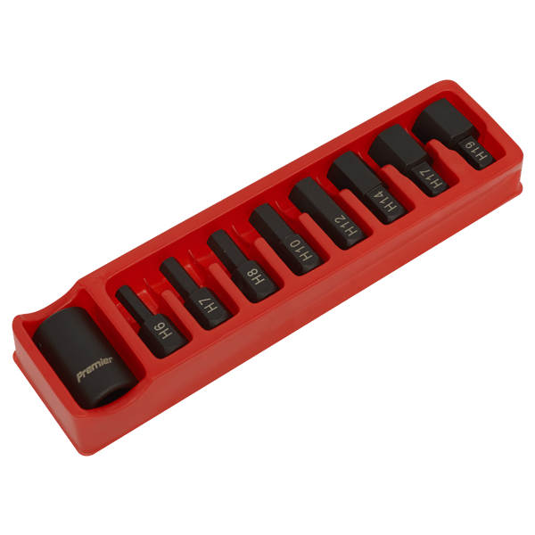 Hex Impact Bit & Holder Set 1/2"Sq Drive 9pc