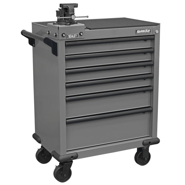 Superline PRO® Rollcab 6 Drawer with SG Swivel Base 100mm Vice