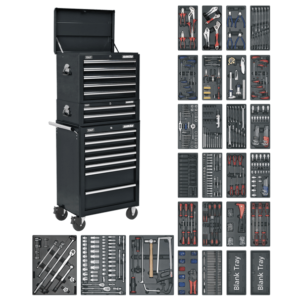 Superline PRO(R) Tool Chest Combination 14 Drawer with 1179pc Tool Kit - Black