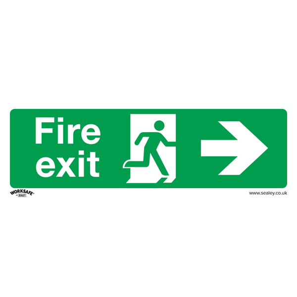 Fire Exit (Right) Safety Sign - Self-Adhesive Vinyl