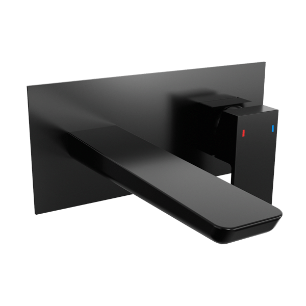 Baridi Wall Mounting Basin Mixer Tap, Square - Matt Black