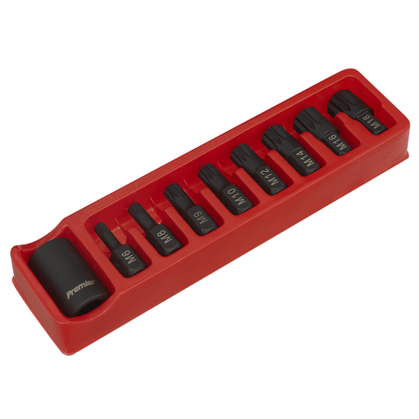 Spline Impact Bit & Holder Set 1/2"Sq Drive 9pc