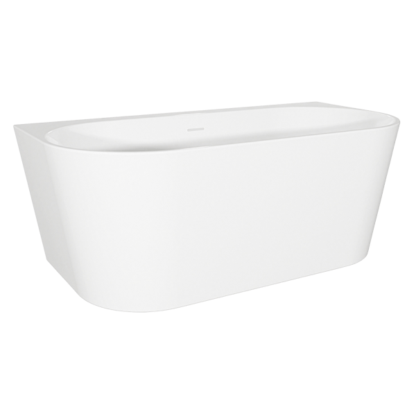 Baridi Back-to-Wall Slim Rim Bath with Overflow System 170cm – Gloss White