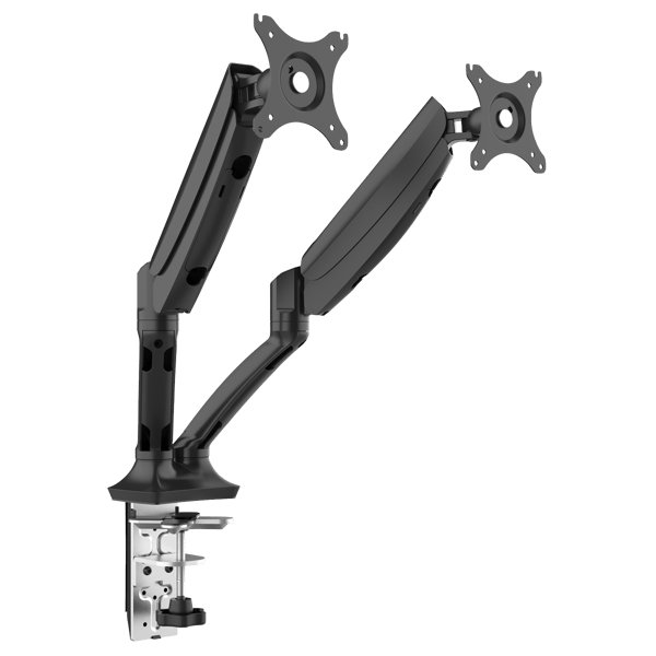 Adjustable Double Monitor Arm with 360 deg Rotation - Black