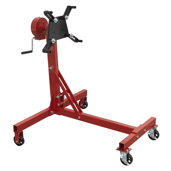 Folding 360 deg Rotating Engine Stand with Geared Handle Drive 450kg Capacity