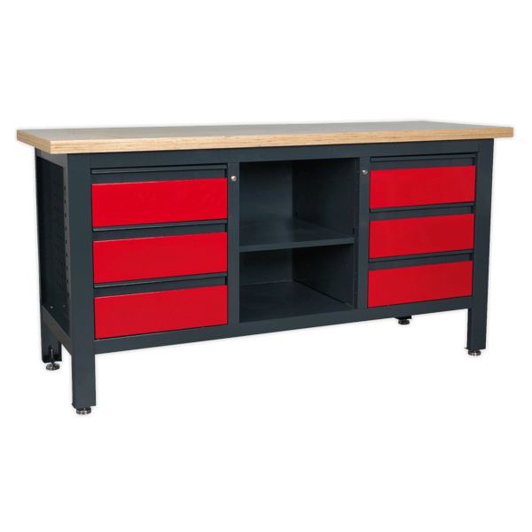 Workbench with 6 Drawers & Open Storage