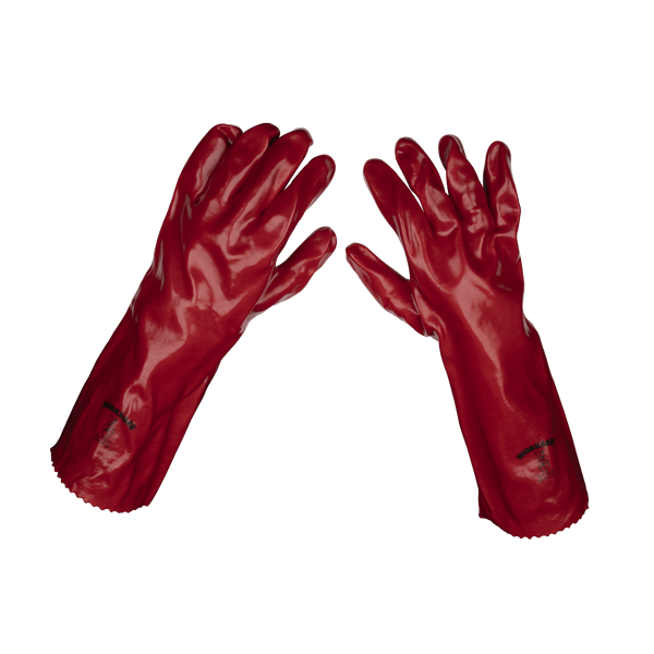 PVC Gauntlets 450mm, Red - Pack of 12 Pairs