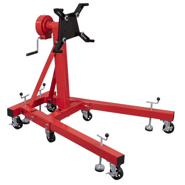 Folding 360 deg Rotating Engine Stand with Geared Handle Drive 680kg Capacity