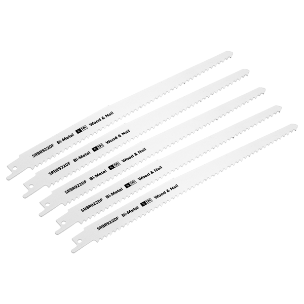 Reciprocating Saw Blade for Wood & Nails 230mm 6tpi - Pack of 5