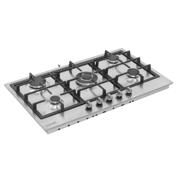 Baridi 90cm Gas Hob Stainless Steel with 5 Burners, Cast Iron Supports & Auto Ignition 11kW