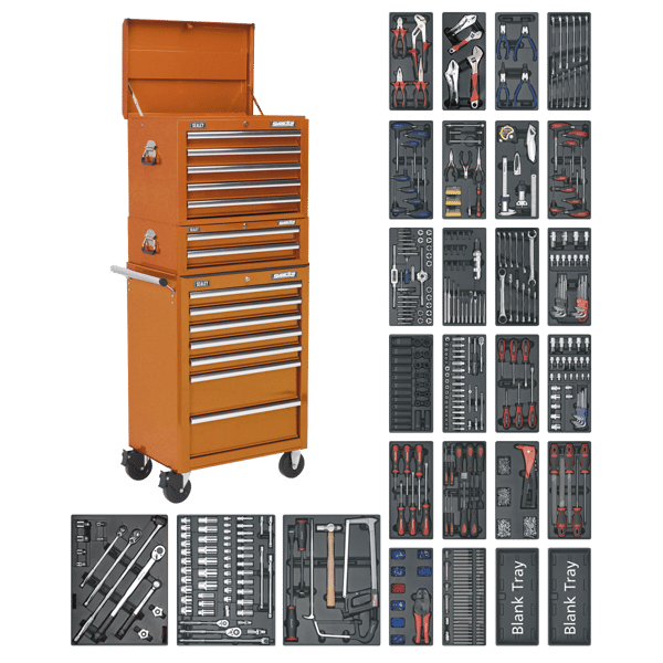Superline PRO(R) Tool Chest Combination 14 Drawer with 1179pc Tool Kit - Orange