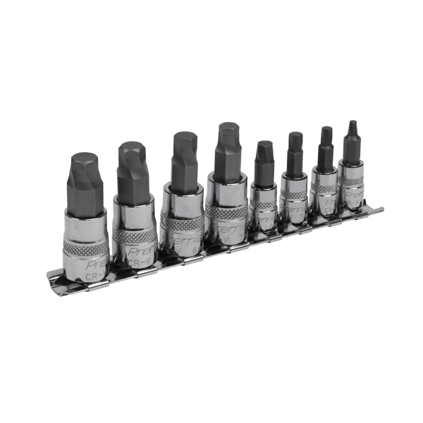 Lock-On(TM) Hex Socket Bit Set 1/4" & 3/8"Sq Drive 8pc