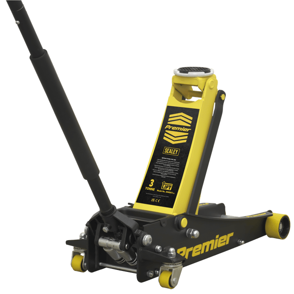 Low Profile Trolley Jack with Rocket Lift 3 Tonne - Yellow