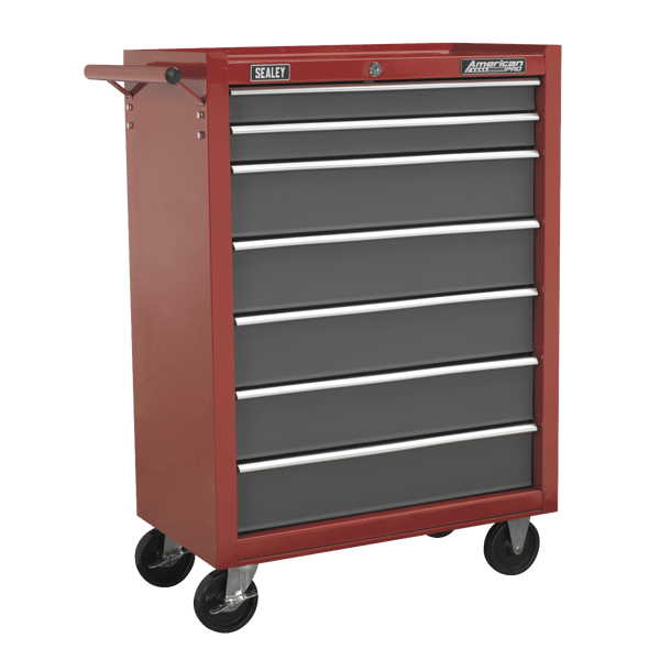 American PRO(R) Rollcab 7 Drawer - Red/Grey